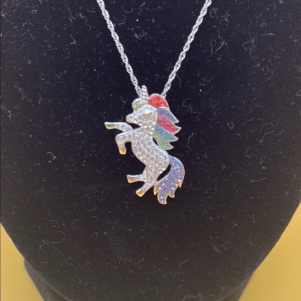 Mesmerizing Sterling Silver Swarovski Crystal Unicorn Necklace